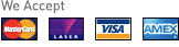 We Accept Visa, Mastercard, Laser
