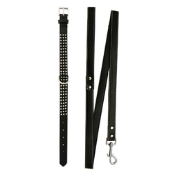 black leather collar set