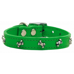 green leather bone dog collar