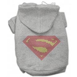 Super! Rhinestone Hoodie Grey