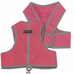 pink step in dog harness