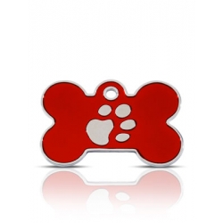 Red paw bone id tag