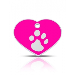 pink and silver heart pet ID tag