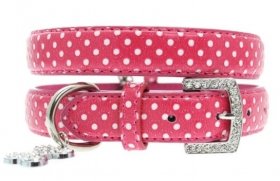 pink polka collar