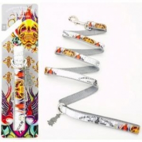 silver skulls dog lead