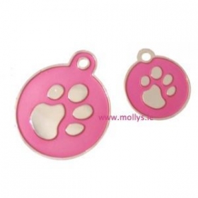 pink and silver id tag