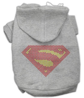 Super! Rhinestone Hoodie Grey