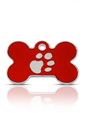 Red paw bone id tag