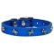 blue leather bone dog collar