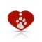 red and silver heart pet ID tag